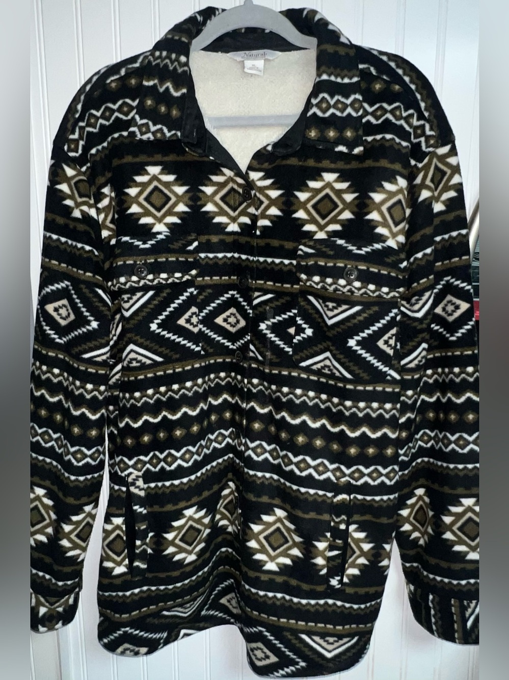 Natural Reflections Sherpa Lined Fleece Shirt Jacket Sz XL Aztec Southwestern